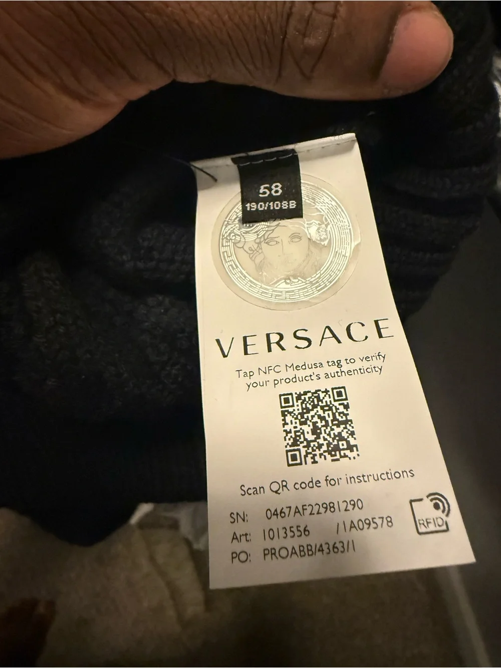 Versace Black Cable-Knit wool Medusa Embossed Crewneck Sweater